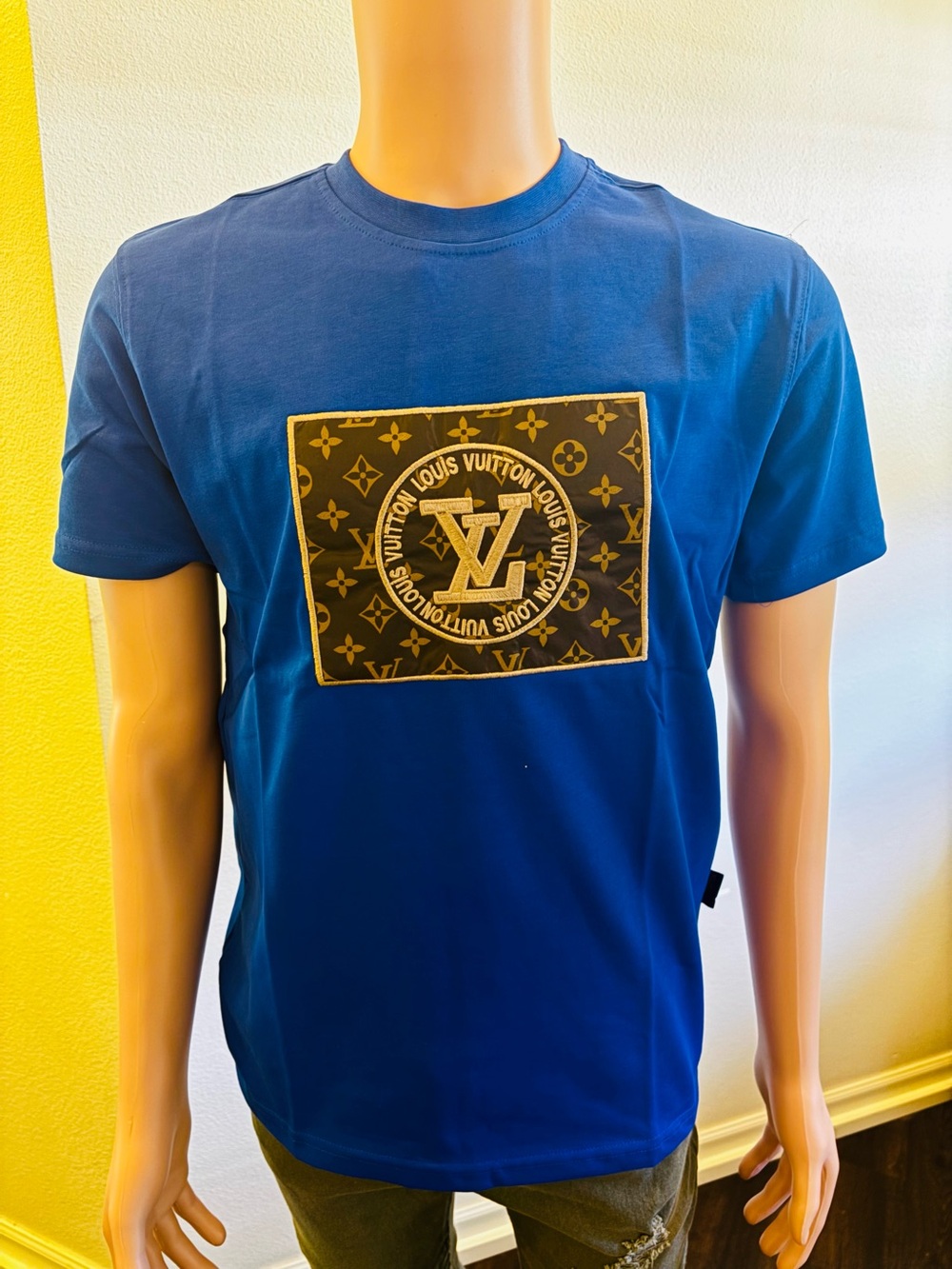 Louis Vuitton Royal Blue Short-Sleeve Tee with Monogram Patch